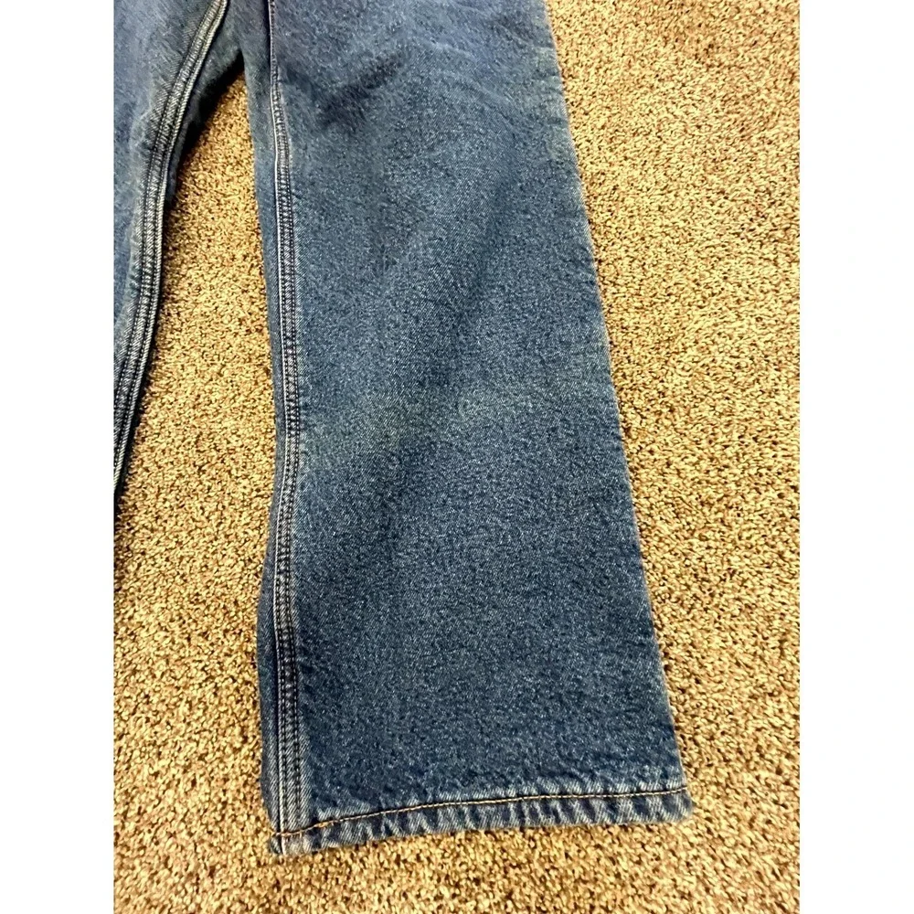 Carhartt Workwear Jeans Mens 38x30 Blue Flannel‎ Lined Relaxed Fit Straight Leg